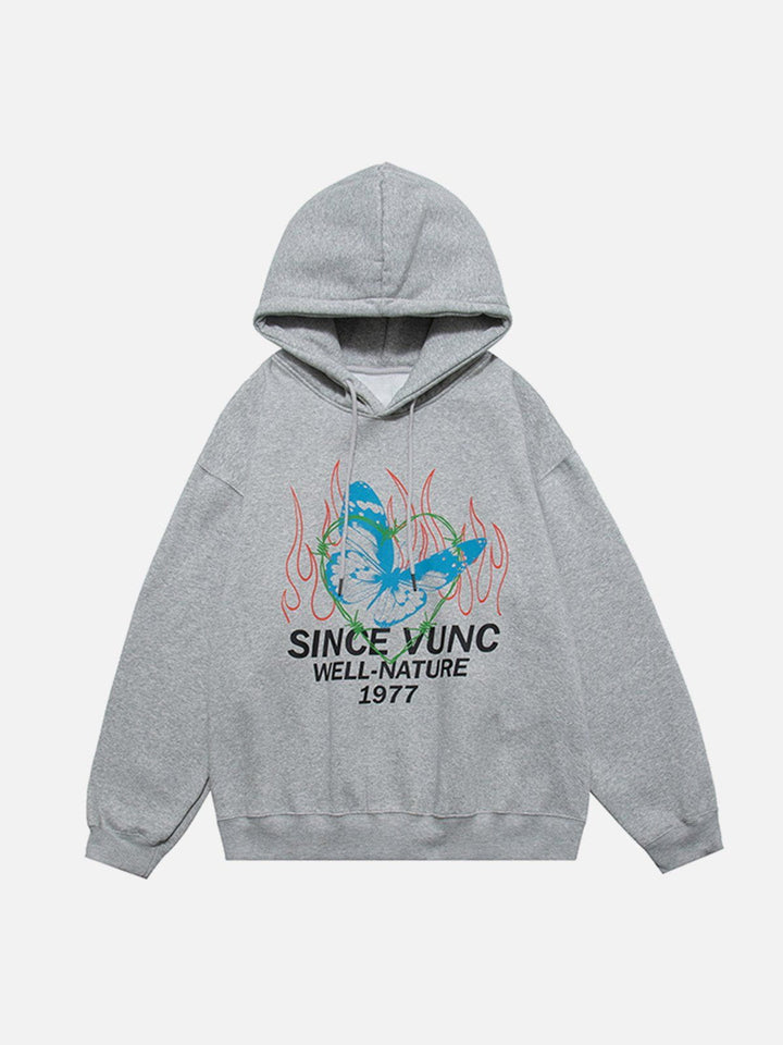 Thesclo - Butterfly Print Fleece Hoodie - Streetwear Fashion - thesclo.com