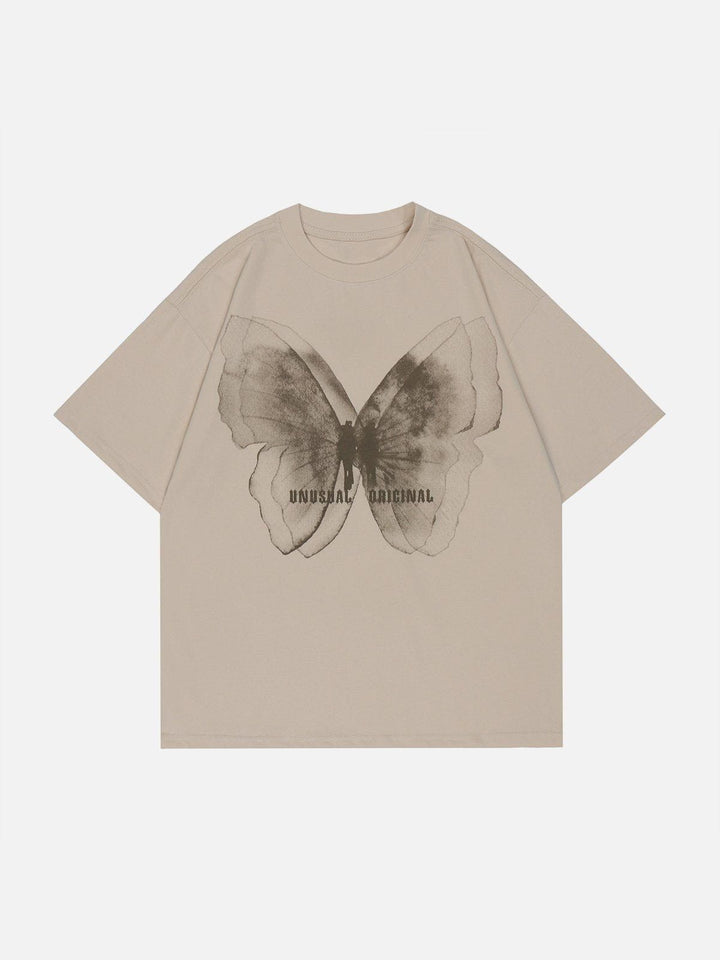 Thesclo - Butterfly Print Lettter Tee - Streetwear Fashion - thesclo.com