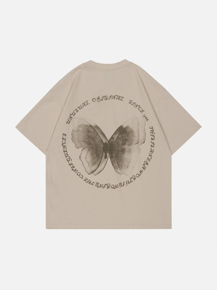 Thesclo - Butterfly Print Lettter Tee - Streetwear Fashion - thesclo.com