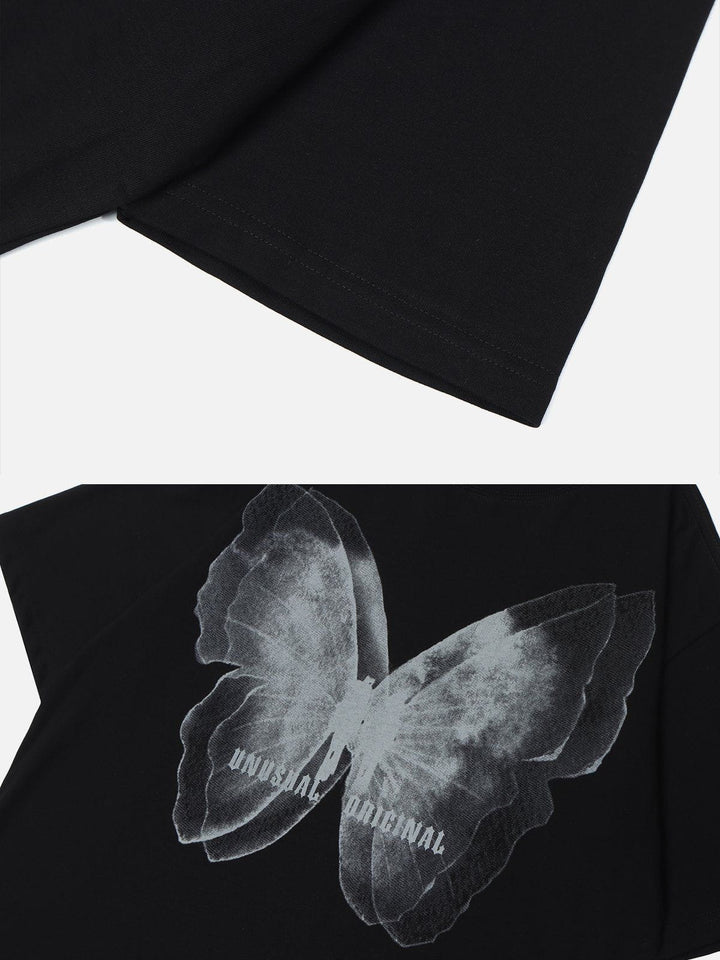 Thesclo - Butterfly Print Lettter Tee - Streetwear Fashion - thesclo.com