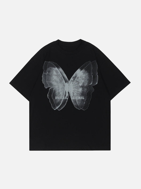 Thesclo - Butterfly Print Lettter Tee - Streetwear Fashion - thesclo.com