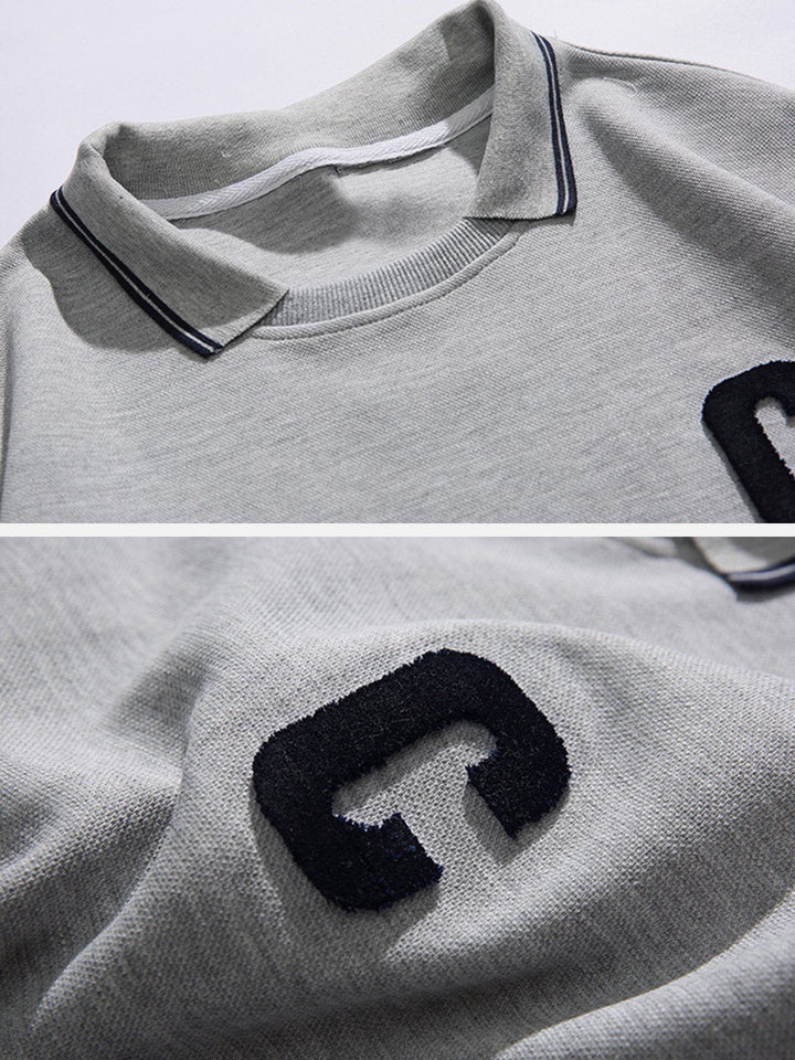 Thesclo - C Letter Embroidery Sweatshirt - Streetwear Fashion - thesclo.com