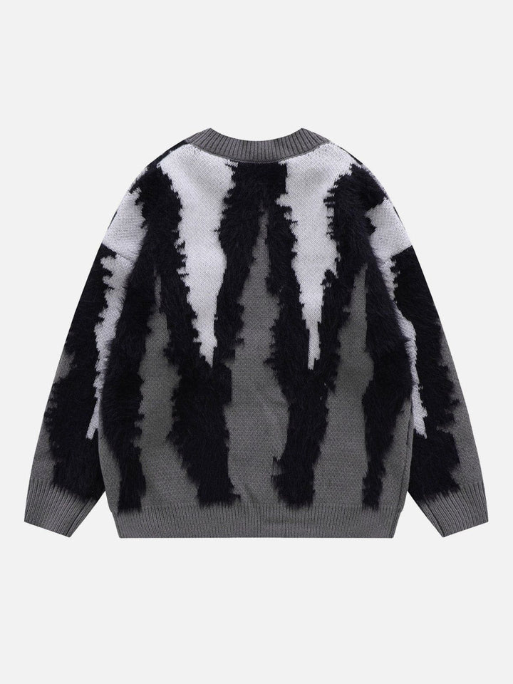 Thesclo - "CATCASE“ Print Contrast Plush Streetwear Sweater - Streetwear Fashion - thesclo.com
