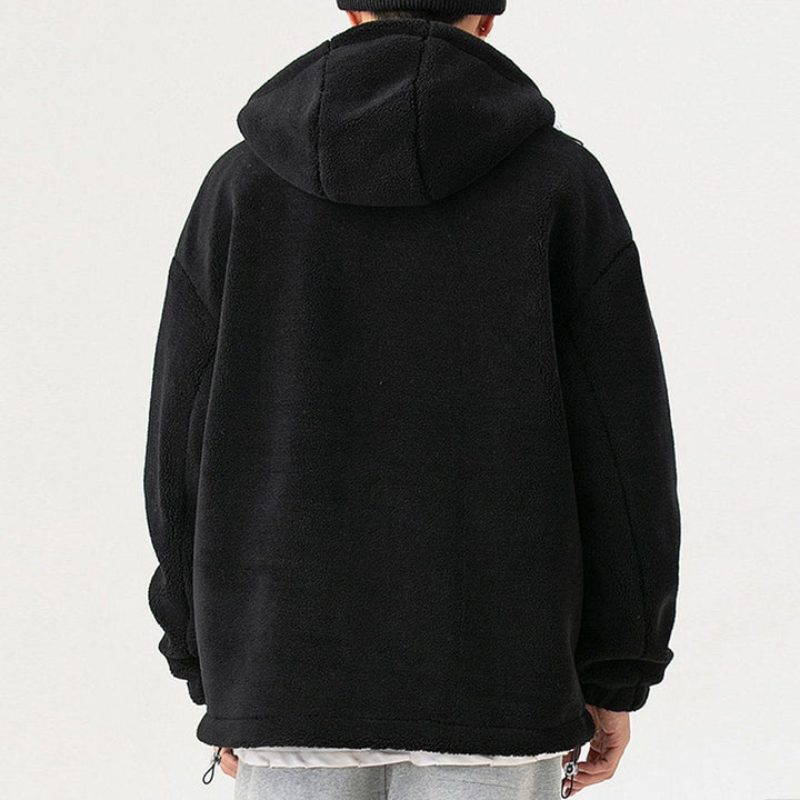 Thesclo - "COMFOR" Print Sherpa Winter Coat - Streetwear Fashion - thesclo.com