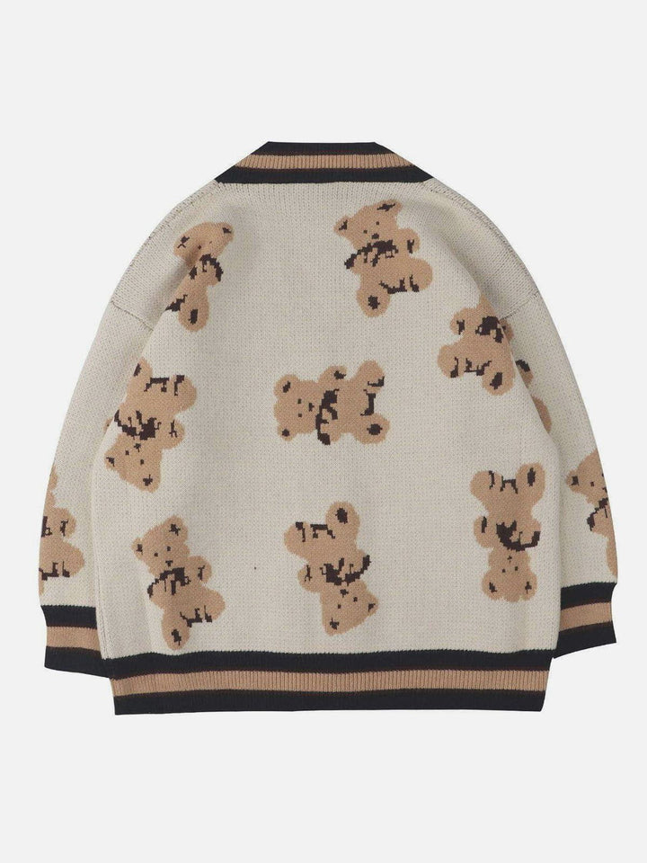 Thesclo - Cartoon Bear Print Knit Cardigan - Streetwear Fashion - thesclo.com