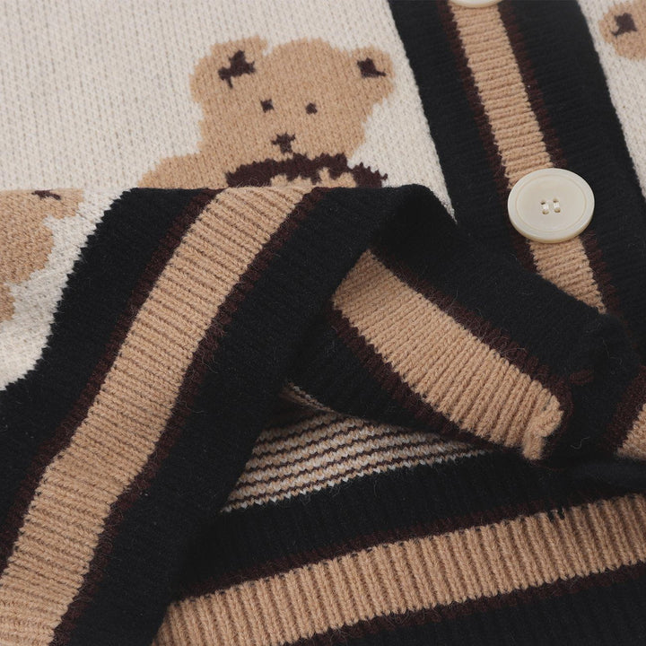 Thesclo - Cartoon Bear Print Knit Cardigan - Streetwear Fashion - thesclo.com