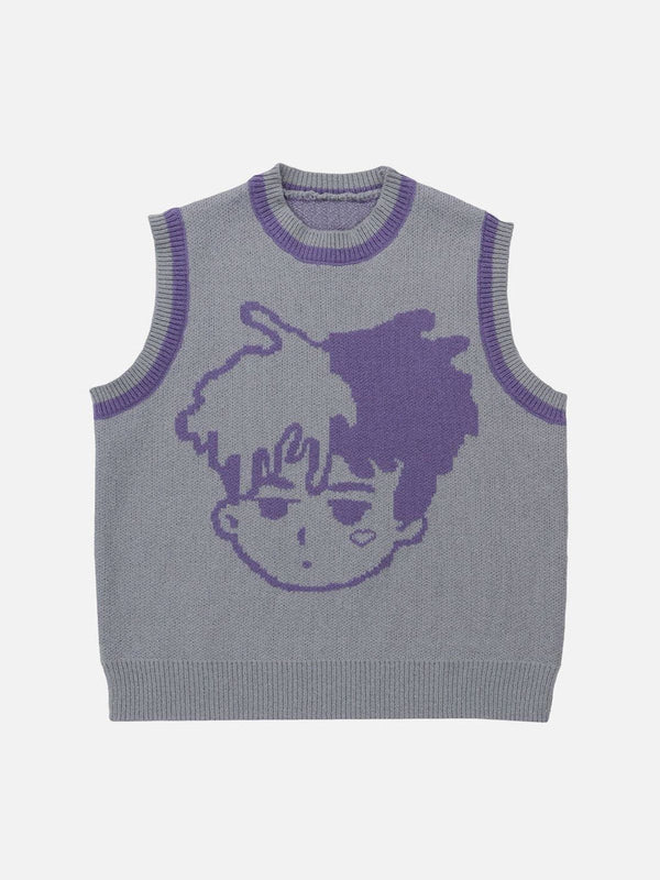 Thesclo - Cartoon Character Embroidery Sweater Vest - Streetwear Fashion - thesclo.com