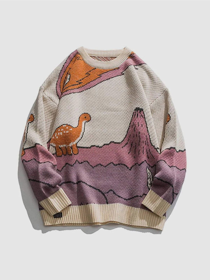 Thesclo - Cartoon Little Dinosaur Knit Sweater - Streetwear Fashion - thesclo.com