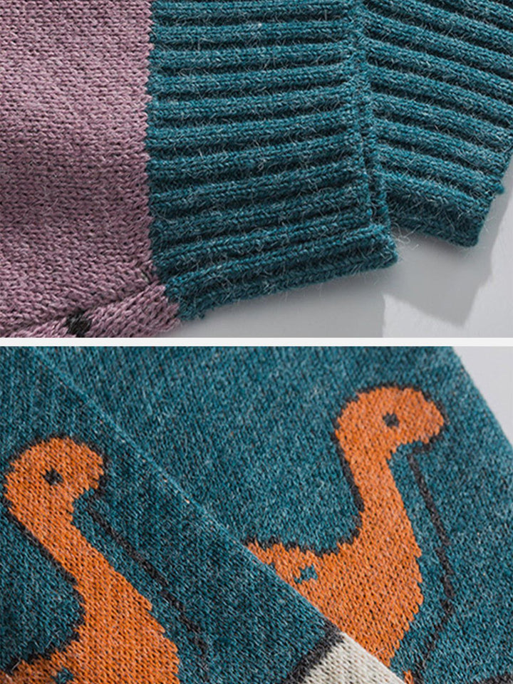 Thesclo - Cartoon Little Dinosaur Knit Sweater - Streetwear Fashion - thesclo.com