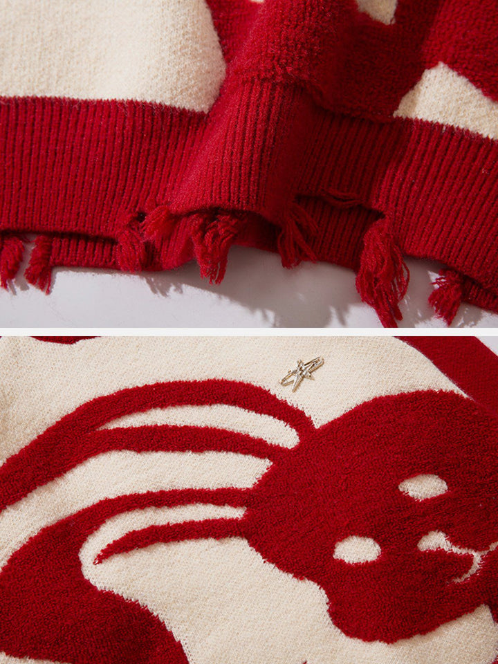Thesclo - Cartoon Rabbit Embroidery Sweater - Streetwear Fashion - thesclo.com