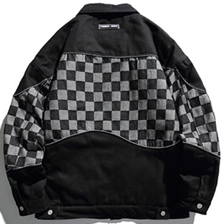 Thesclo - Checkerboard Denim Winter Coat - Streetwear Fashion - thesclo.com