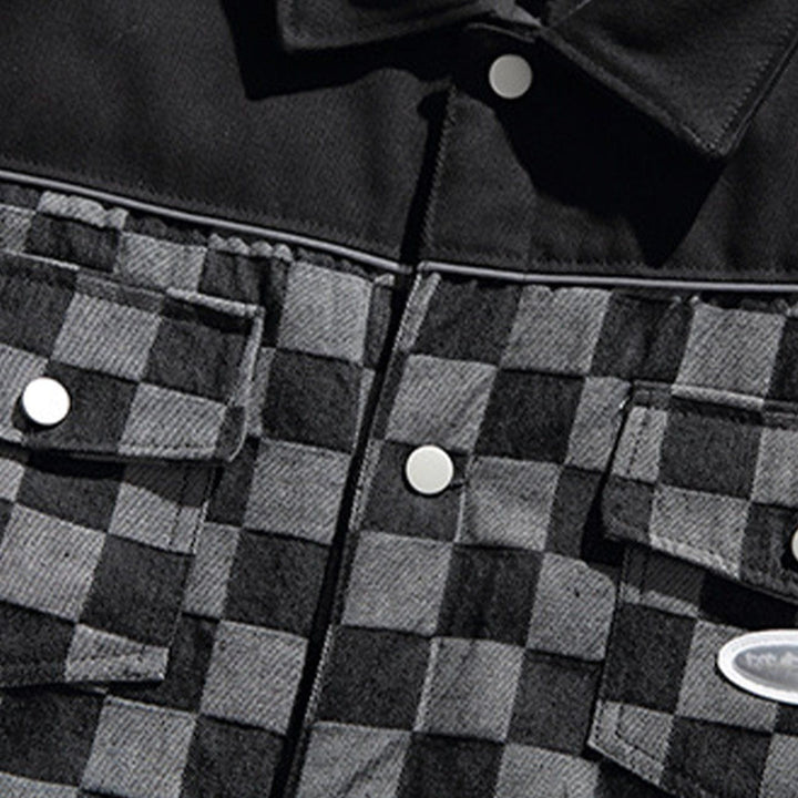 Thesclo - Checkerboard Denim Winter Coat - Streetwear Fashion - thesclo.com