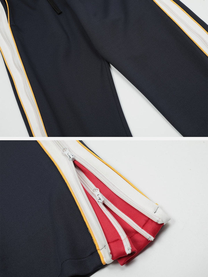 Thesclo - Color Clash Zipper Drawstring Sweatpants - Streetwear Fashion - thesclo.com