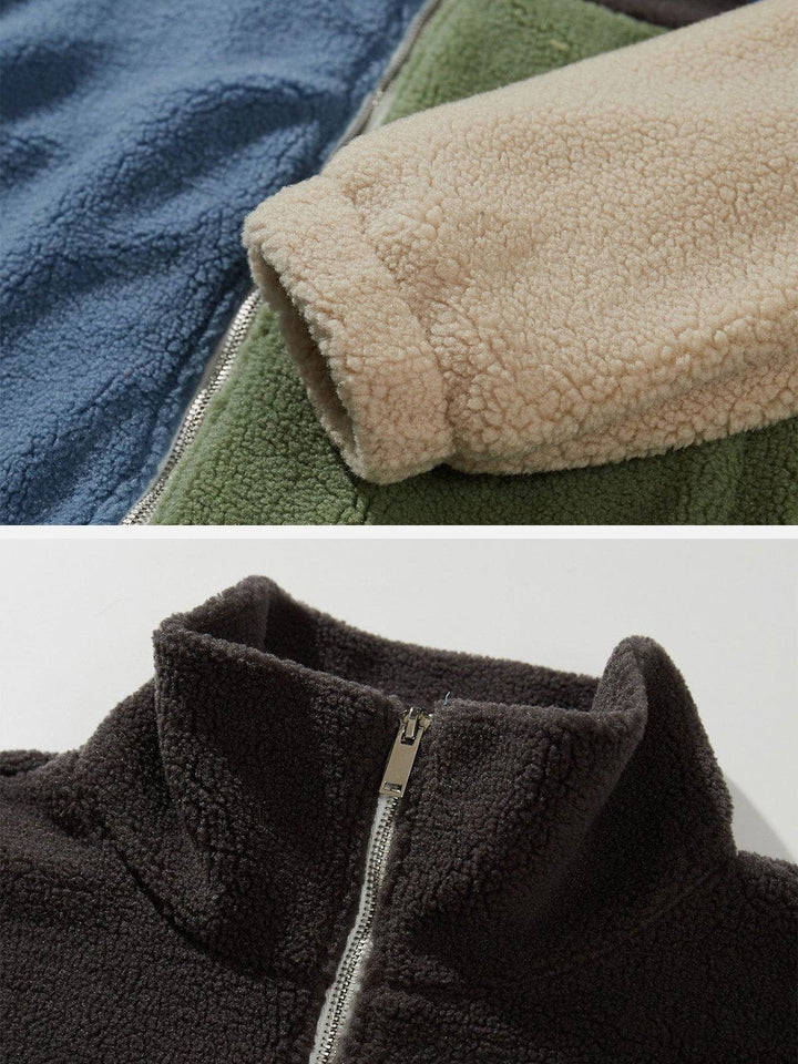 Thesclo - Color Matching Sherpa Coat - Streetwear Fashion - thesclo.com