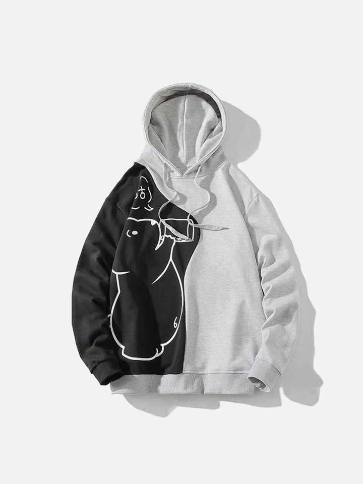 Thesclo - Colorblock Bear Print Hoodie - Streetwear Fashion - thesclo.com