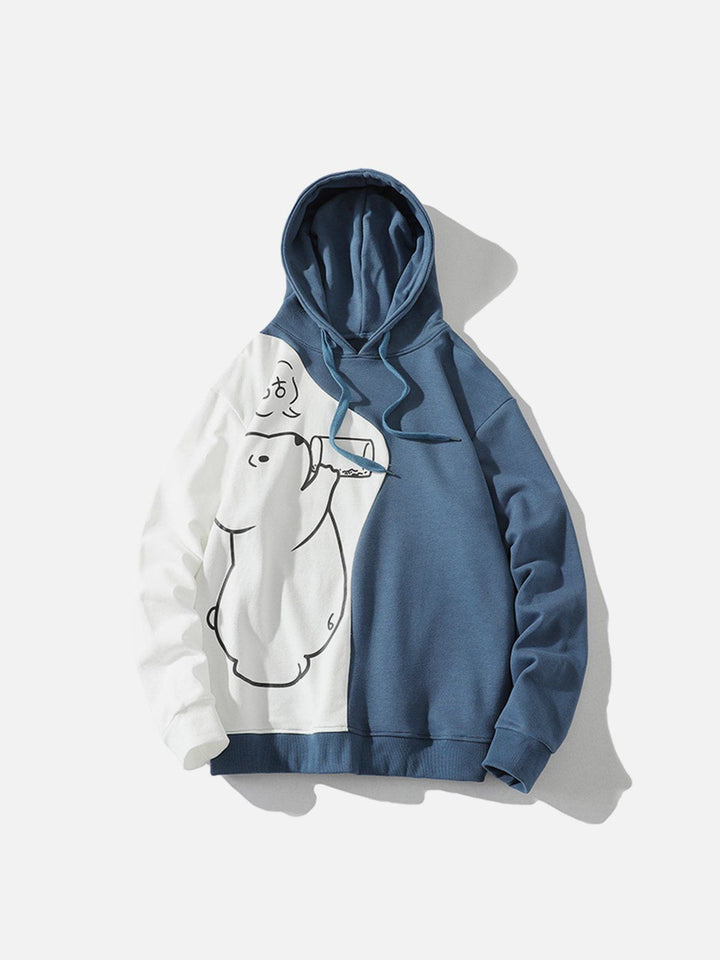 Thesclo - Colorblock Bear Print Hoodie - Streetwear Fashion - thesclo.com