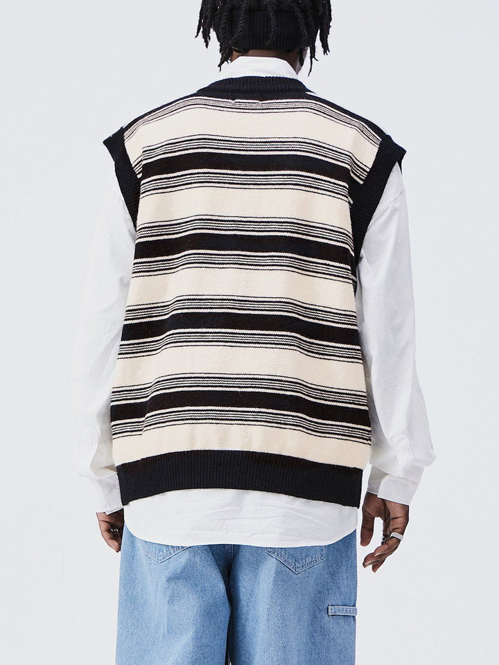 Thesclo - Colorblock Stripe Sweater Vest - Streetwear Fashion - thesclo.com