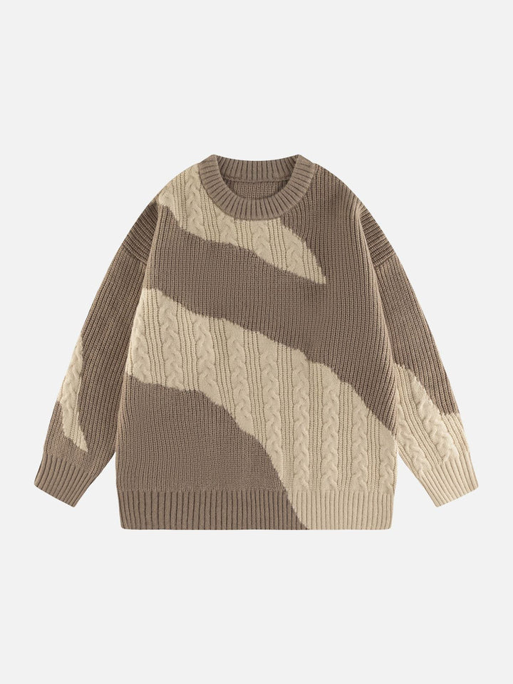Thesclo - Contrast Irregular Design Knit Sweater - Streetwear Fashion - thesclo.com