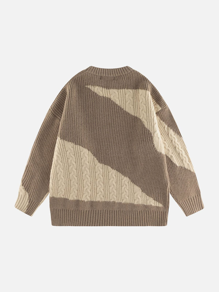 Thesclo - Contrast Irregular Design Knit Sweater - Streetwear Fashion - thesclo.com