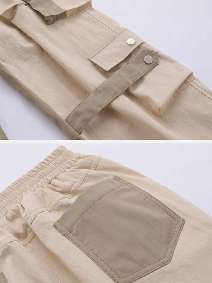 Thesclo - Contrast Multi-Pocket Cargo Pants - Streetwear Fashion - thesclo.com