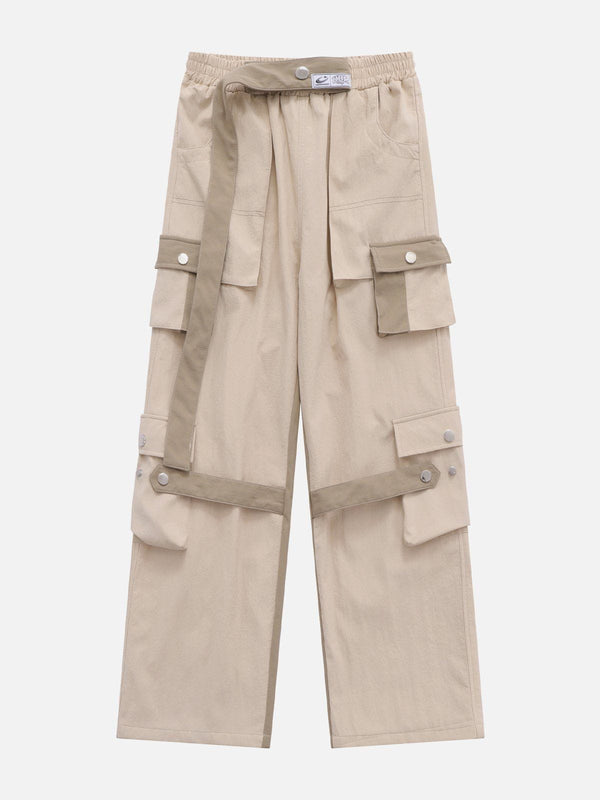 Thesclo - Contrast Multi-Pocket Cargo Pants - Streetwear Fashion - thesclo.com