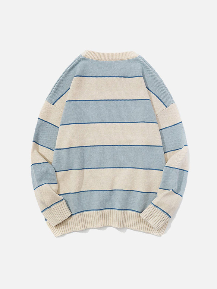 Thesclo - Contrast Stripe Knit Sweater - Streetwear Fashion - thesclo.com