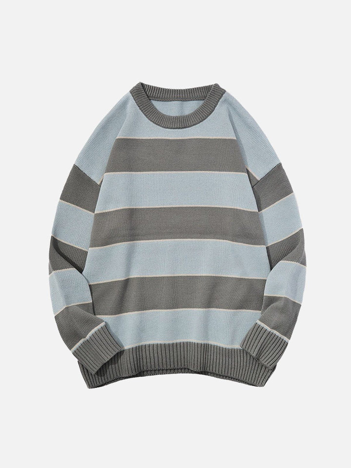 Thesclo - Contrast Stripe Knit Sweater - Streetwear Fashion - thesclo.com