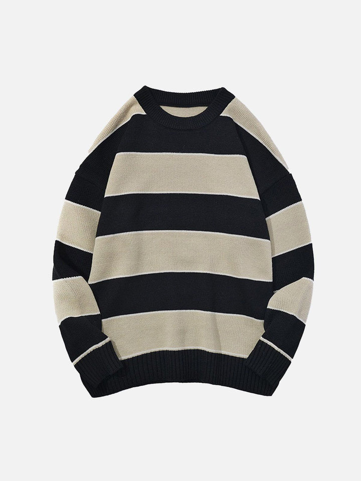 Thesclo - Contrast Stripe Knit Sweater - Streetwear Fashion - thesclo.com