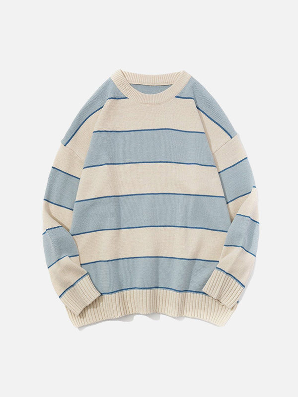 Thesclo - Contrast Stripe Knit Sweater - Streetwear Fashion - thesclo.com