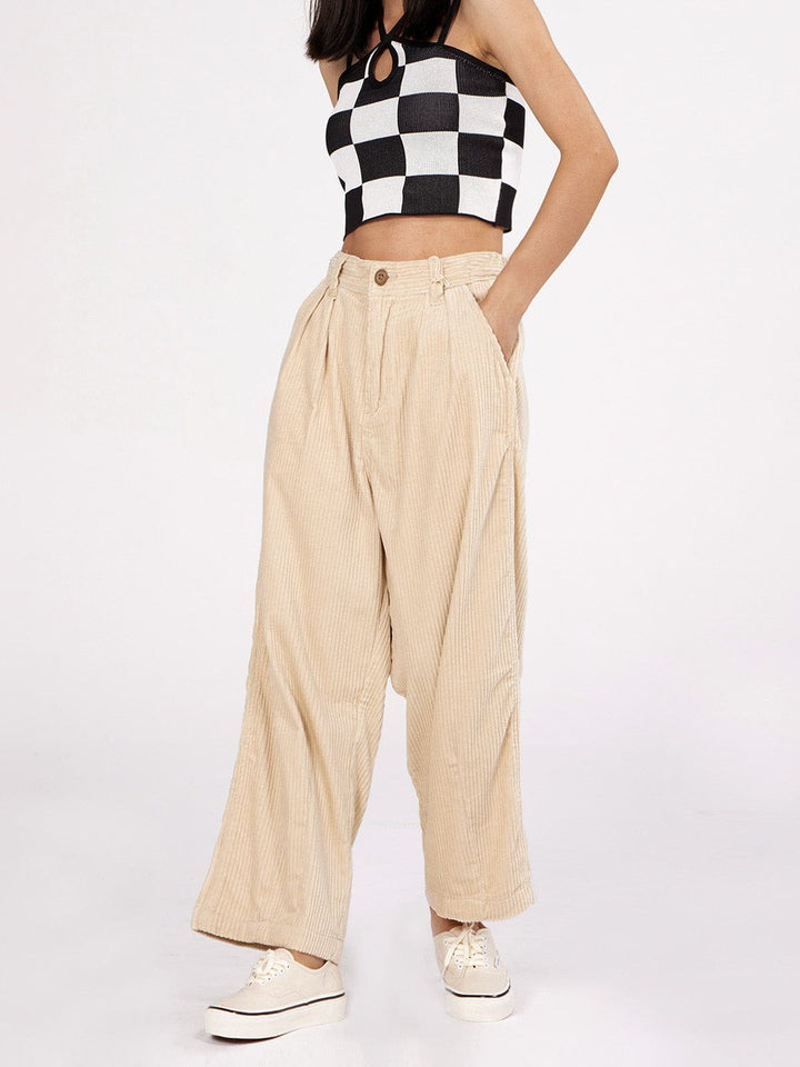 Thesclo - Corduroy Wide-Leg Pants - Streetwear Fashion - thesclo.com