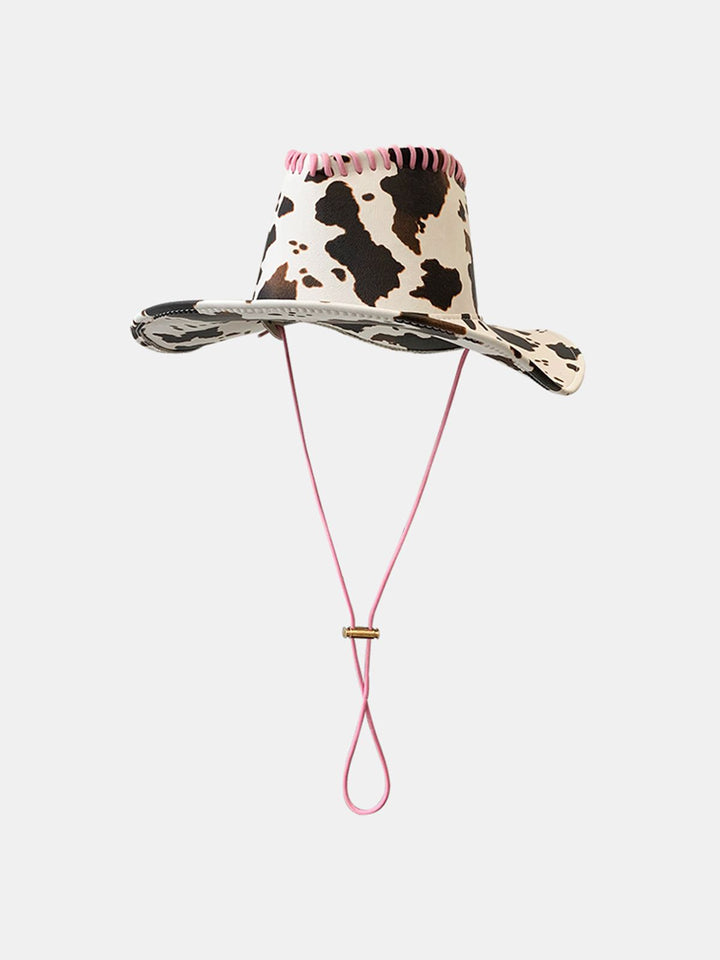 Thesclo - Cow Print Drawstring PU Leather Hat - Streetwear Fashion - thesclo.com