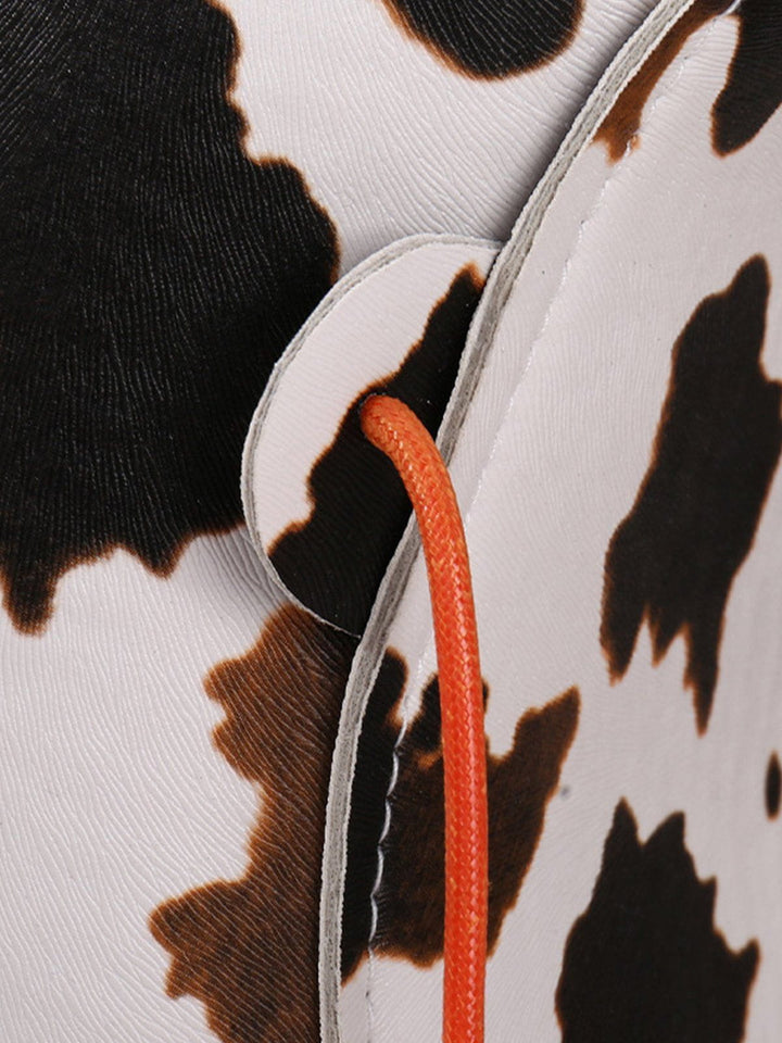 Thesclo - Cow Print Drawstring PU Leather Hat - Streetwear Fashion - thesclo.com