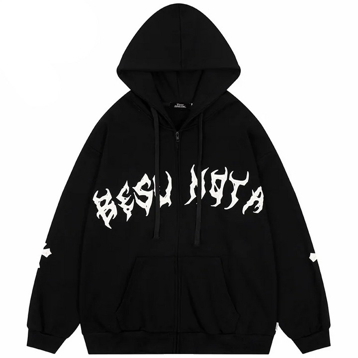 Thesclo - Cross Letter Graphic Retro Hoodie - Streetwear Fashion - thesclo.com