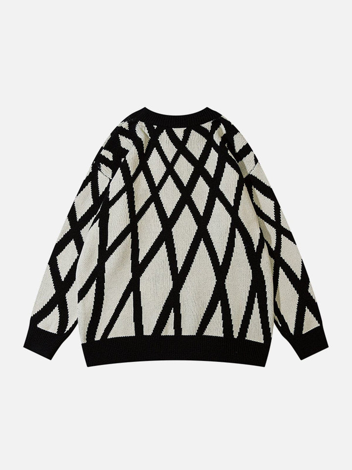 Thesclo - Crossover Mesh Jacquard Knit Sweater - Streetwear Fashion - thesclo.com