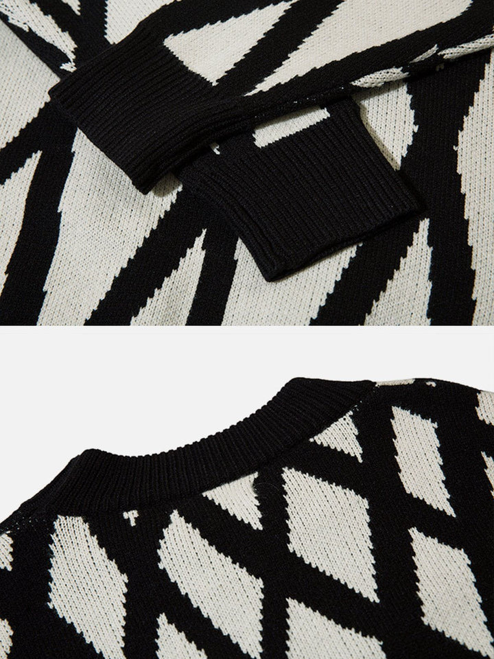 Thesclo - Crossover Mesh Jacquard Knit Sweater - Streetwear Fashion - thesclo.com