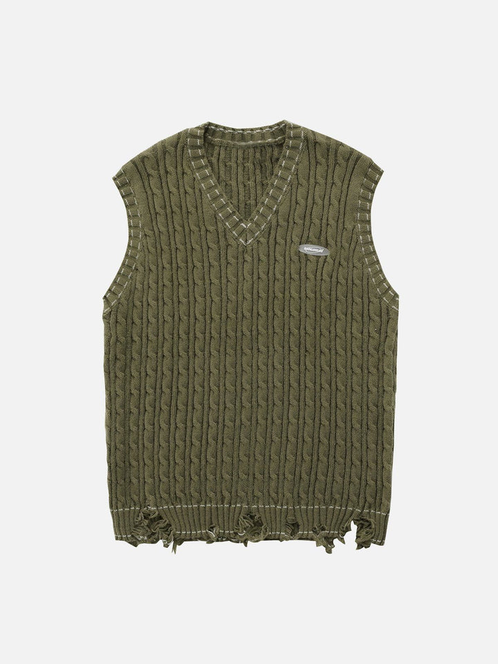 Thesclo - Cut Hem Sweater Vest - Streetwear Fashion - thesclo.com