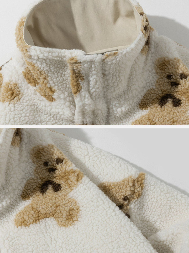 Thesclo - Cute Bear Reversible Sherpa Coat - Streetwear Fashion - thesclo.com