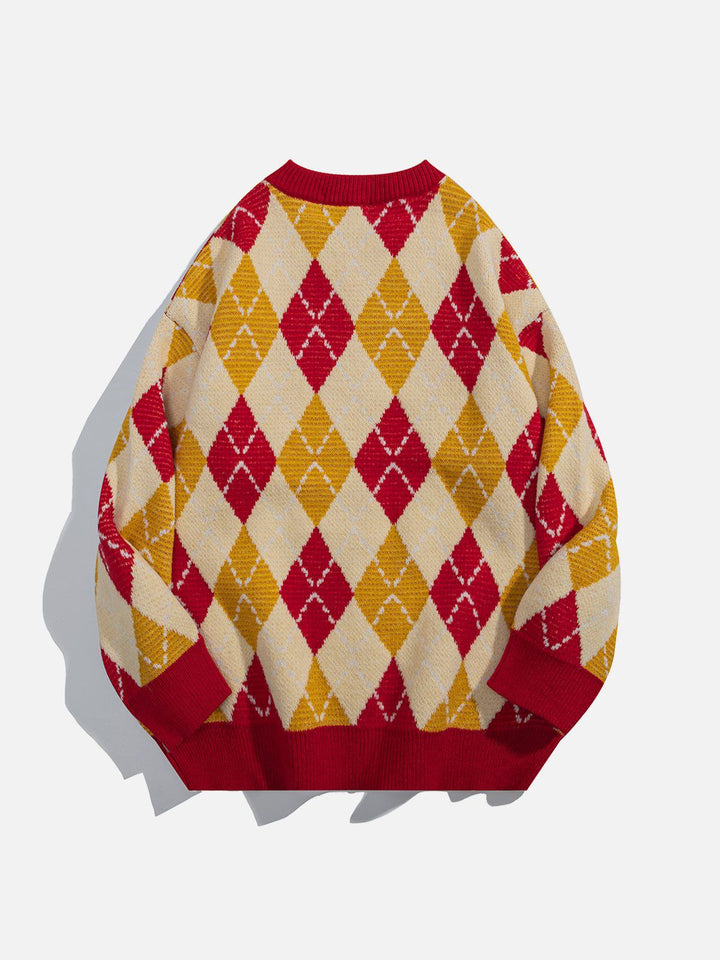 Thesclo - Cute Rabbit Rhombus Patchwork Sweater - Streetwear Fashion - thesclo.com