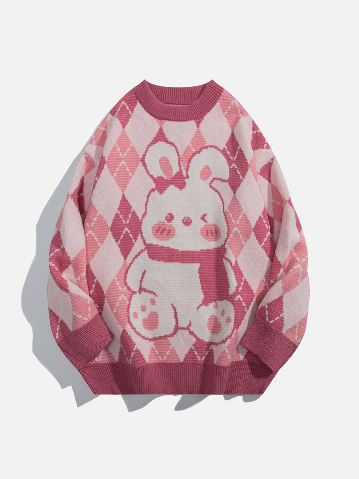 Thesclo - Cute Rabbit Rhombus Patchwork Sweater - Streetwear Fashion - thesclo.com