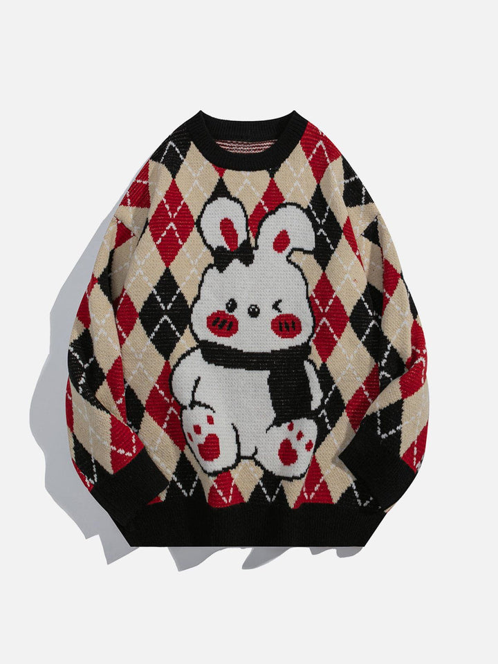 Thesclo - Cute Rabbit Rhombus Patchwork Sweater - Streetwear Fashion - thesclo.com