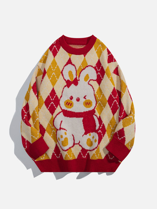 Thesclo - Cute Rabbit Rhombus Patchwork Sweater - Streetwear Fashion - thesclo.com