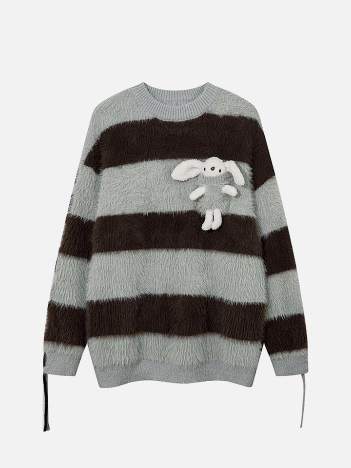 Thesclo - Cute Rabbit Stripe Mohair Sweater - Streetwear Fashion - thesclo.com