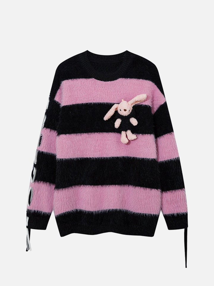 Thesclo - Cute Rabbit Stripe Mohair Sweater - Streetwear Fashion - thesclo.com