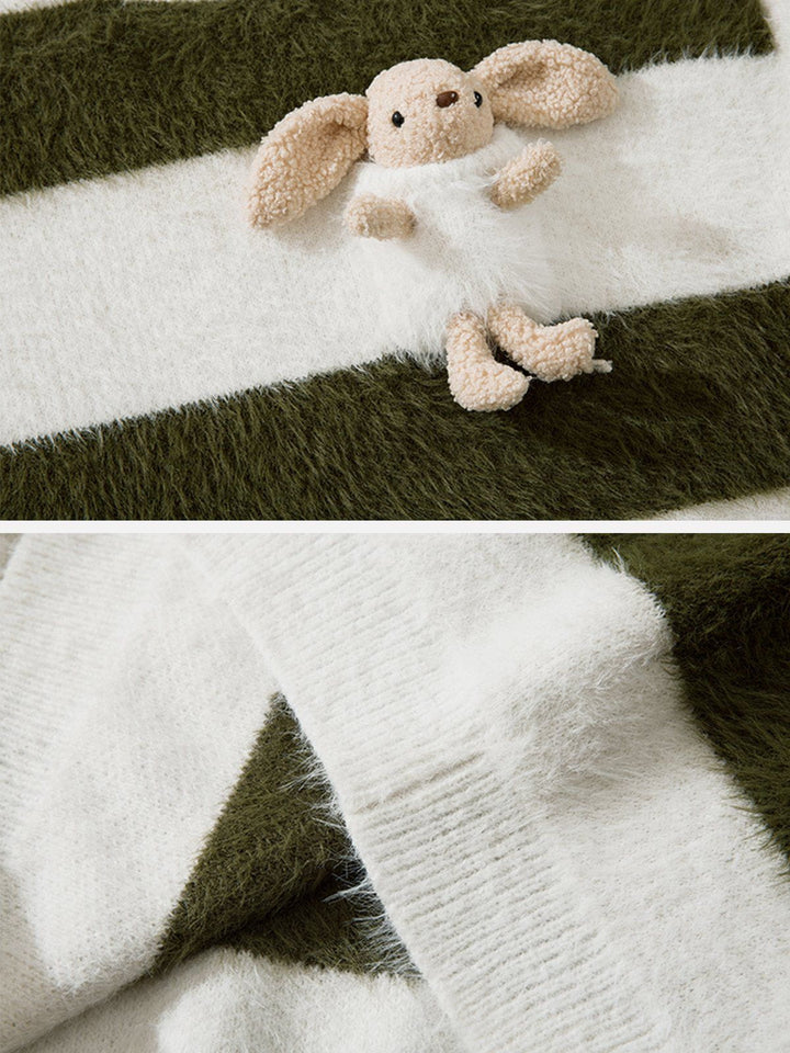 Thesclo - Cute Rabbit Stripe Mohair Sweater - Streetwear Fashion - thesclo.com