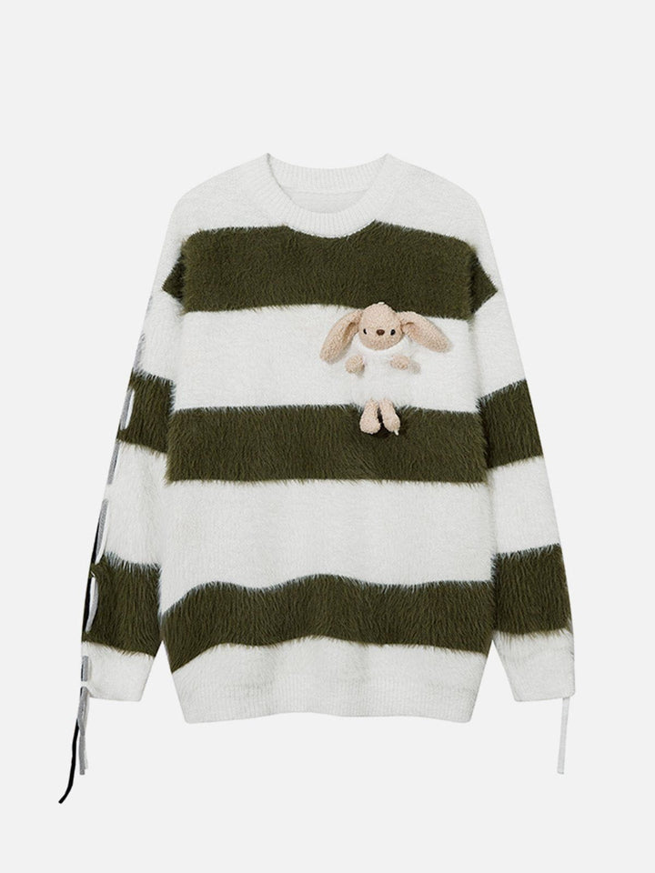 Thesclo - Cute Rabbit Stripe Mohair Sweater - Streetwear Fashion - thesclo.com