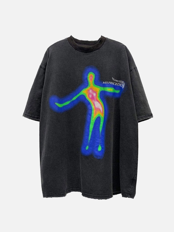 Thesclo - Distorted Portrait Graphic Oversized Tee - Streetwear Fashion - thesclo.com