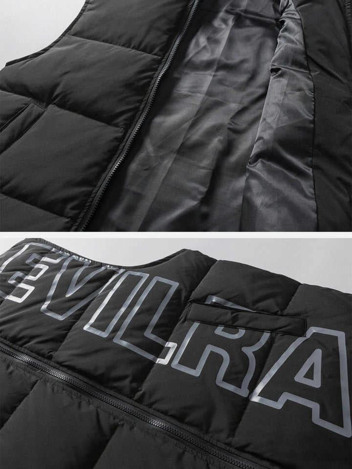 Thesclo - "EVILRAYD" Print Down Gilet - Streetwear Fashion - thesclo.com