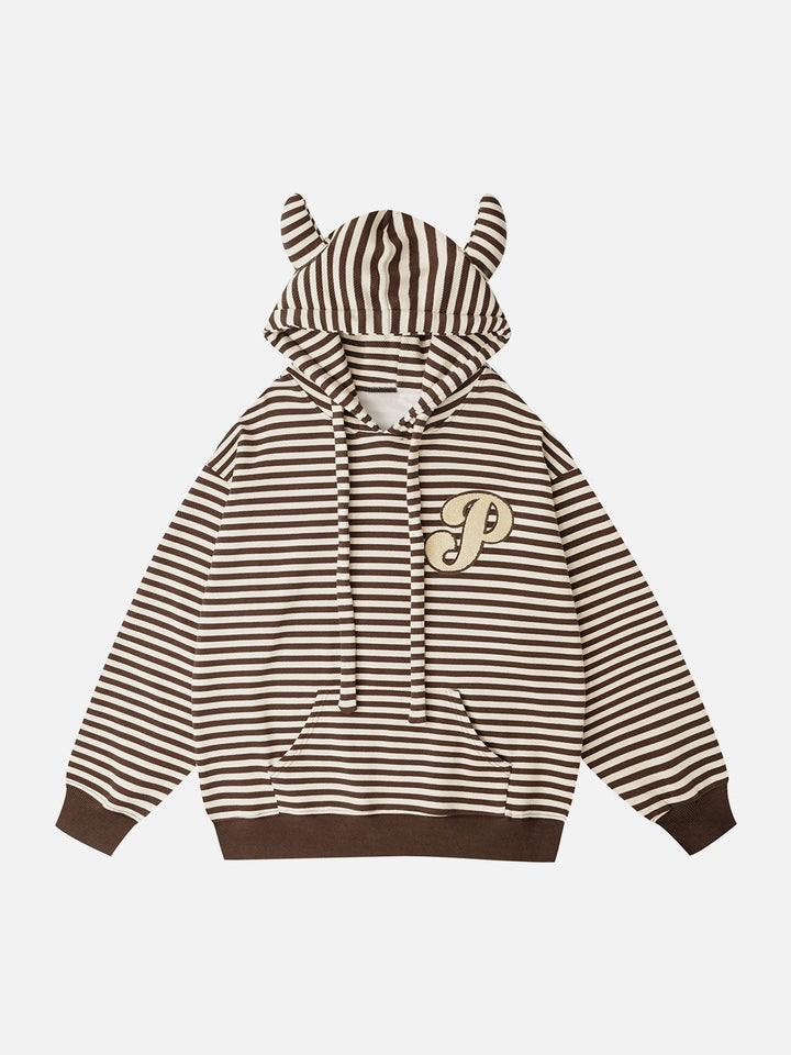 Thesclo - Embroidered Striped Zipper Hoodie - Streetwear Fashion - thesclo.com