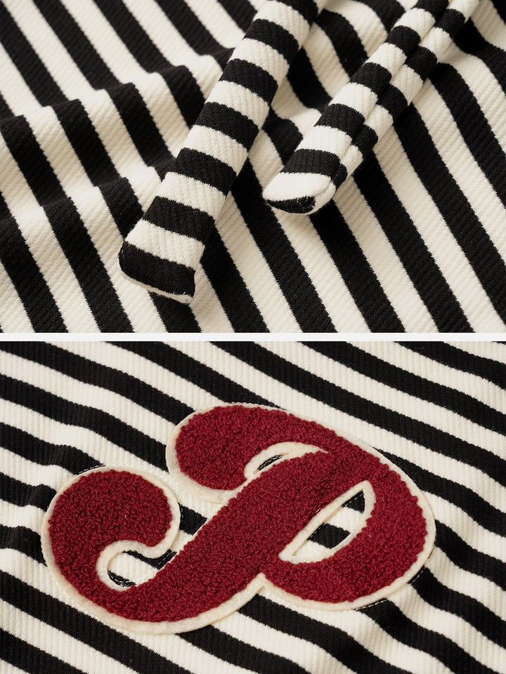 Thesclo - Embroidered Striped Zipper Hoodie - Streetwear Fashion - thesclo.com