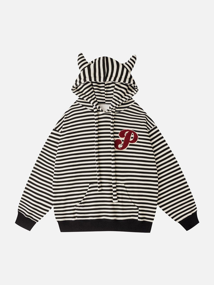 Thesclo - Embroidered Striped Zipper Hoodie - Streetwear Fashion - thesclo.com